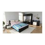 Dormitor Laguna cu pat 160x200 cu 2 sertare Wenge cu Vanilie